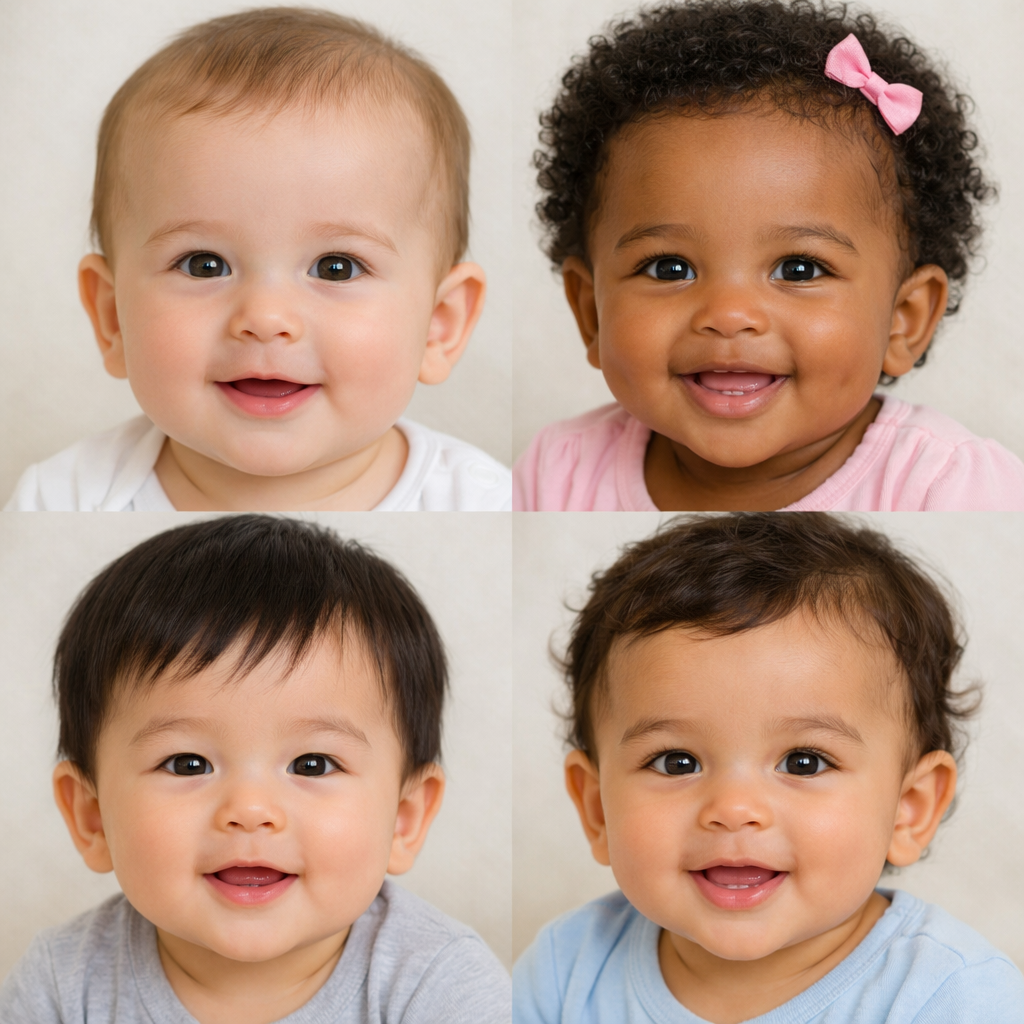 Four smiling babies